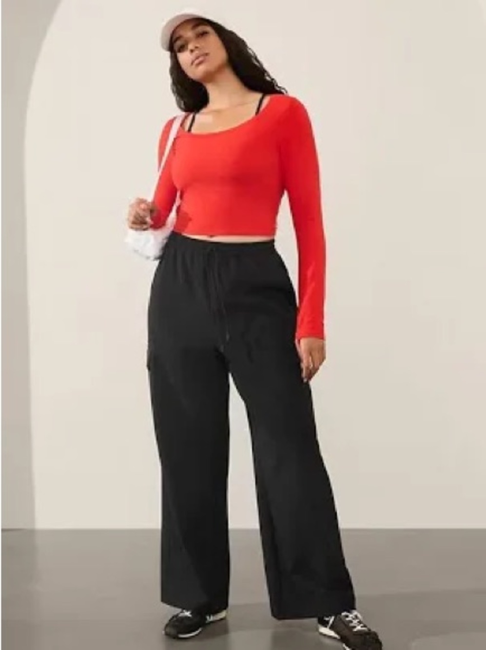Athleta Promenade Cargo Pant Women L Black NEW NWT Wide Leg Quick Dry